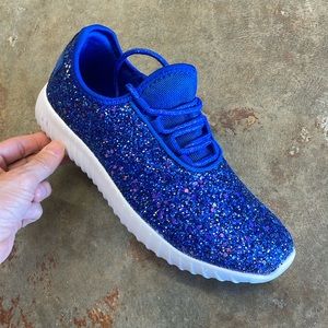 Royal blue glitter sneakers New by Forever Link